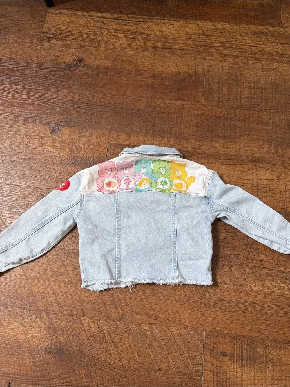 Justice x Care Bears Girls Cropped Denim Jacket Size 7/8
